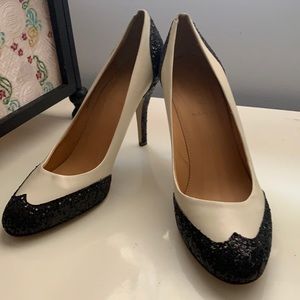 JCREW sparkle and cream heels